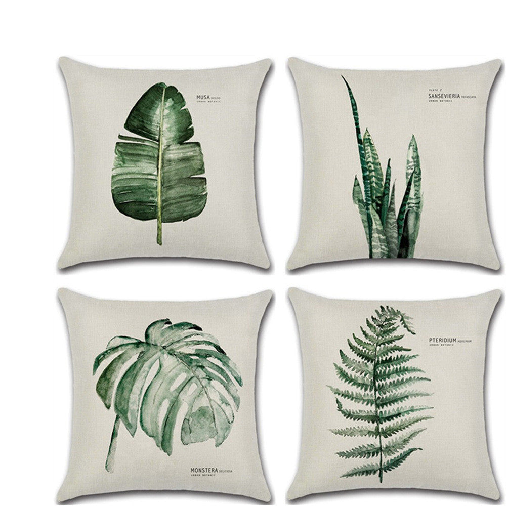 Dwelliy Elegant Flax Leaf Pillow Cover