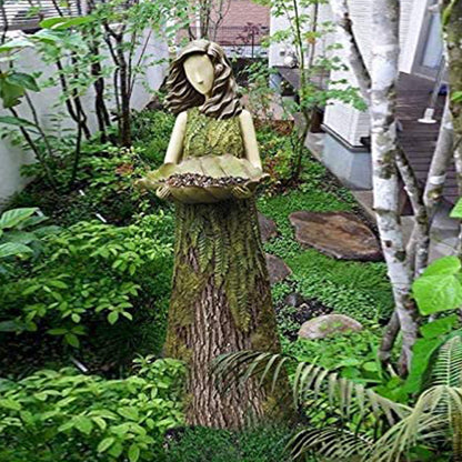 Dwelliy Fern Fairy Statue & bird Feeder