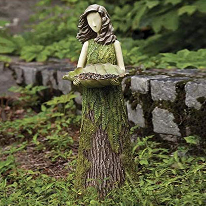 Dwelliy Fern Fairy Statue & bird Feeder