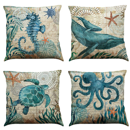 Dwelliy Coastal Print Throw Pillow Covers