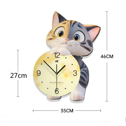 Dwelliy 3D Cartoon Cat Wall Clock