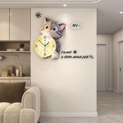 Dwelliy 3D Cartoon Cat Wall Clock