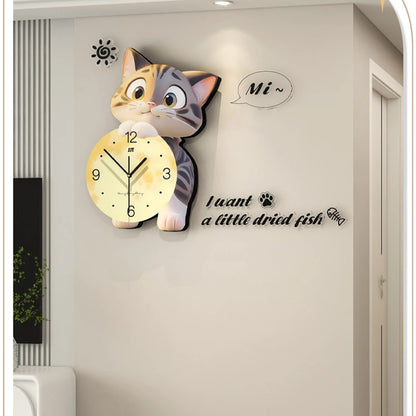 Dwelliy 3D Cartoon Cat Wall Clock