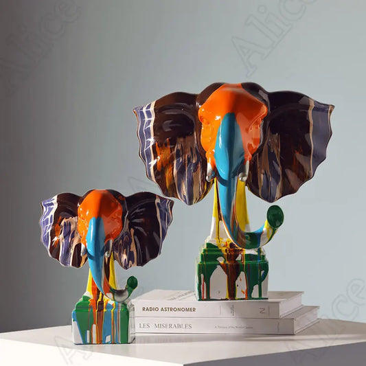 Dwelliy Abstract Splash Color Elephant Statue