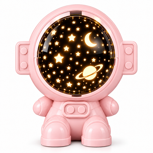 White astronaut star projector lamp with starry projection