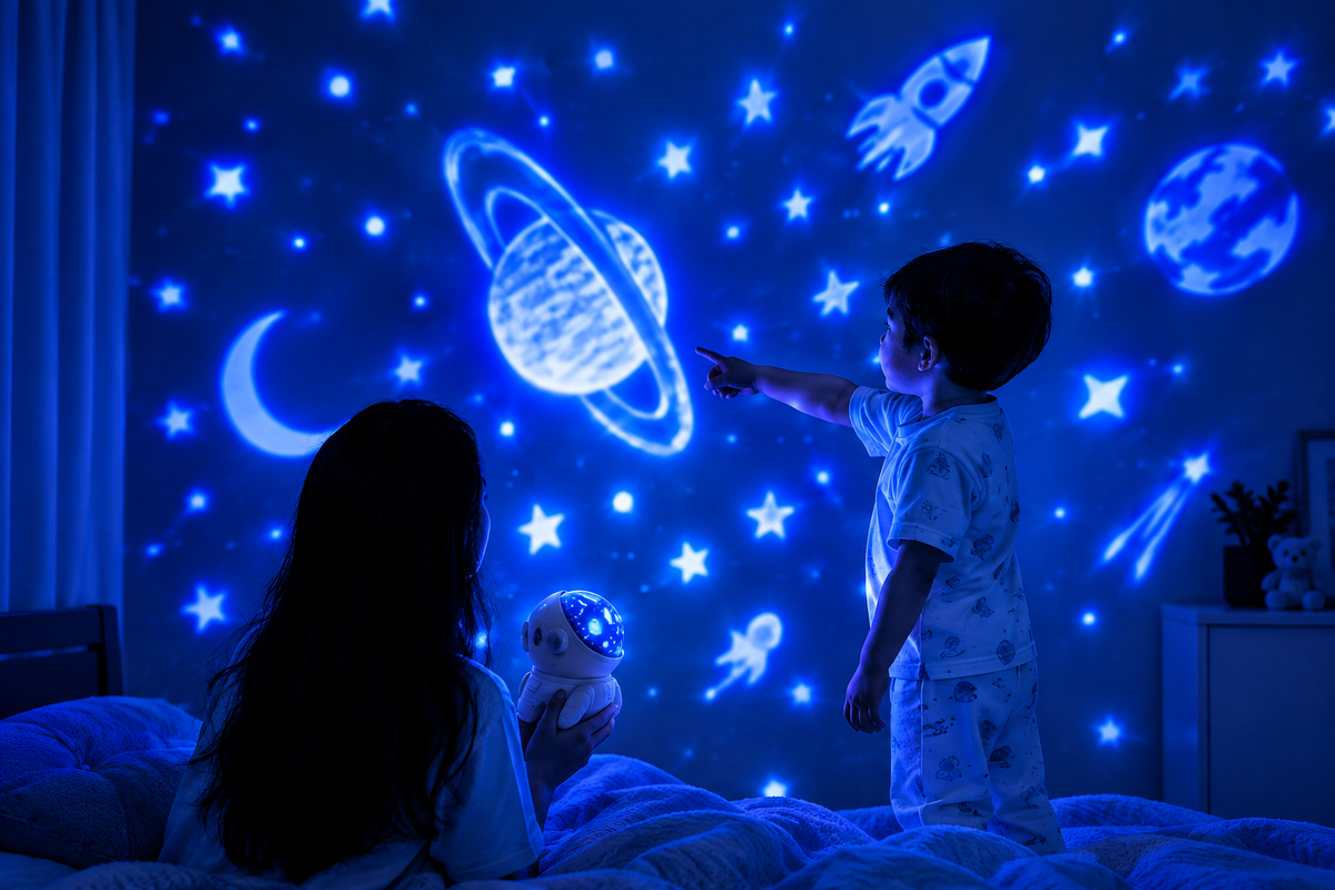 Astronaut projector lamp displaying a starry sky effect