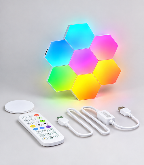 Hexagon wall lights with music sync and Bluetooth control